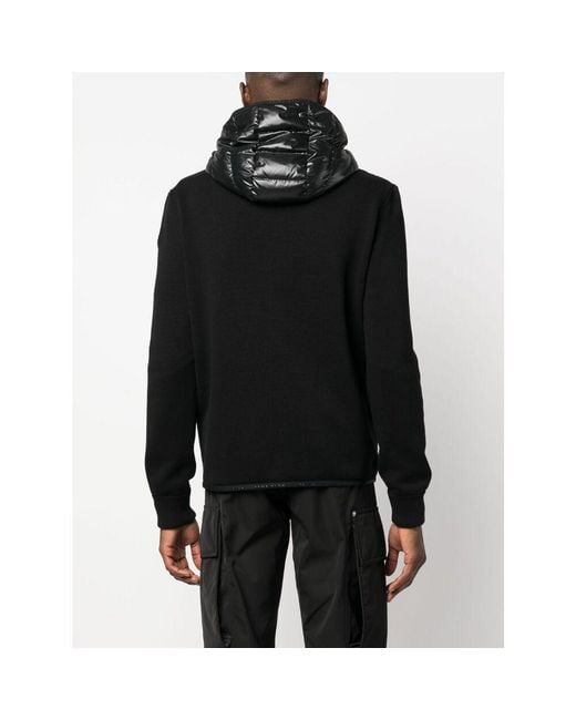 Moncler Black Panelled Padded Hooded Jacket for men
