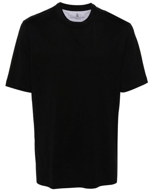 Brunello Cucinelli Black Crew-Neck Cotton Jersey T-Shirt for men