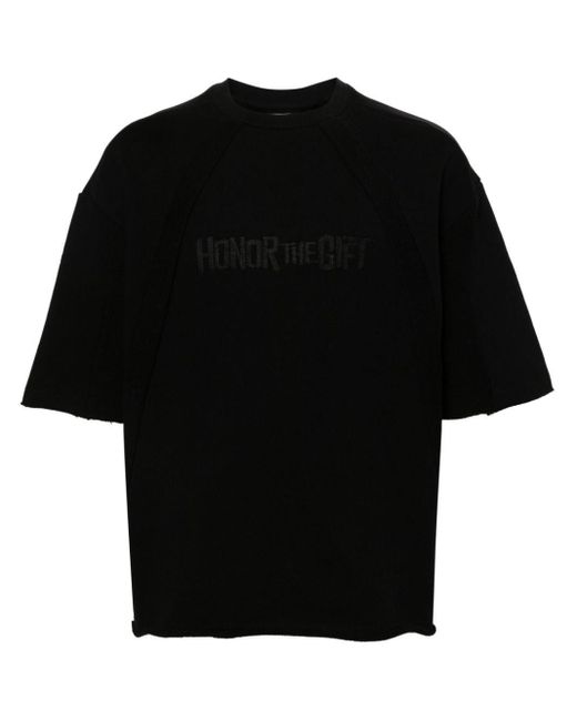 Honor The Gift Black Logo-Embroidered Cotton T-Shirt for men