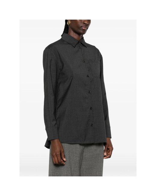 Max Mara Black Button-Up Chest-Pocket Shirt