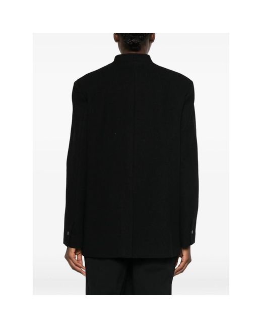 LE SULLY STUDIO Black Single-Breasted Collarless Coat