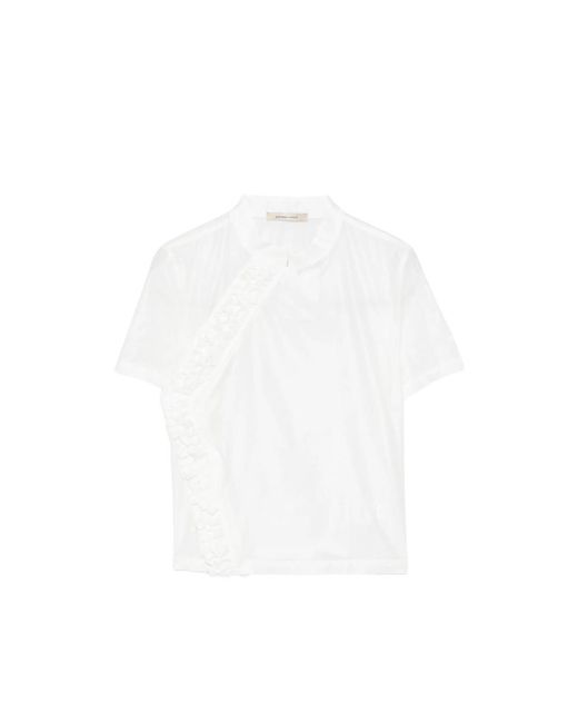Paloma Wool White Gaspar Ruffle-Trimmed Short-Sleeve Blouse