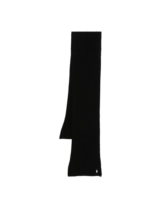 Ralph Lauren Black Cable-Knit Scarf