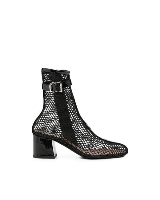 Alaïa Black Mesh Buckle-Strap Ankle Boots