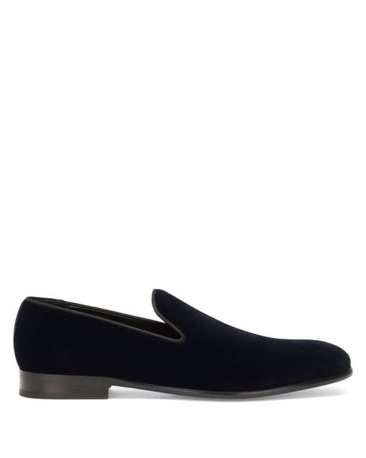 Dolce Gabbana Leonardo Velvet Slippers In Blue For Men Lyst