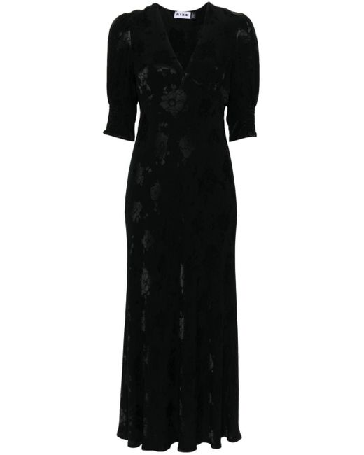 Rixo Black Zadie Poppy-Pattern Dress