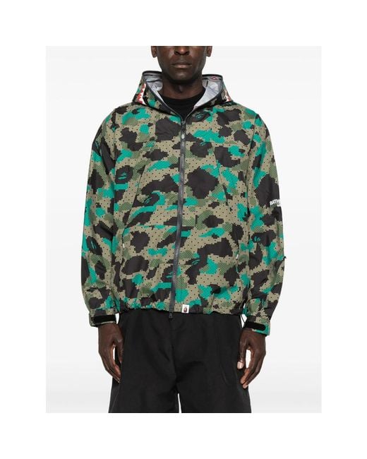 A Bathing Ape Green Lightweight Hooded Jacket for men