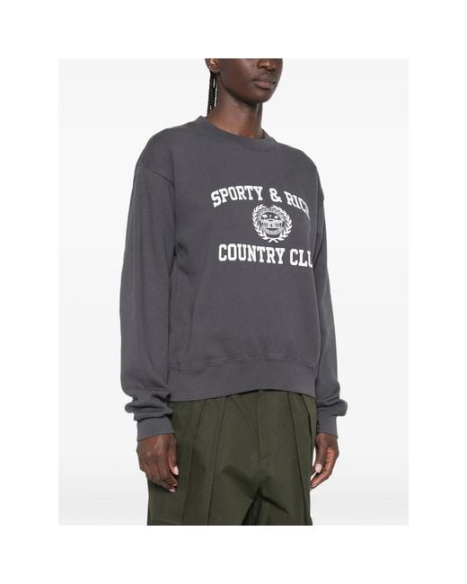 Sporty & Rich Gray Logo-Print Sweater