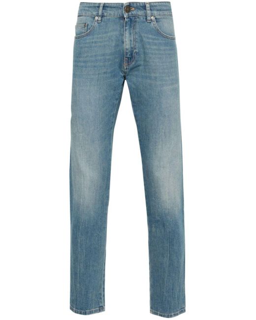 PT Torino Blue Stonewashed Slim-Cut Jeans for men