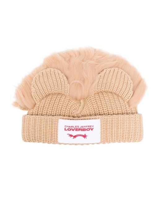 Charles Jeffrey Natural Chunky Lion Beanie for men