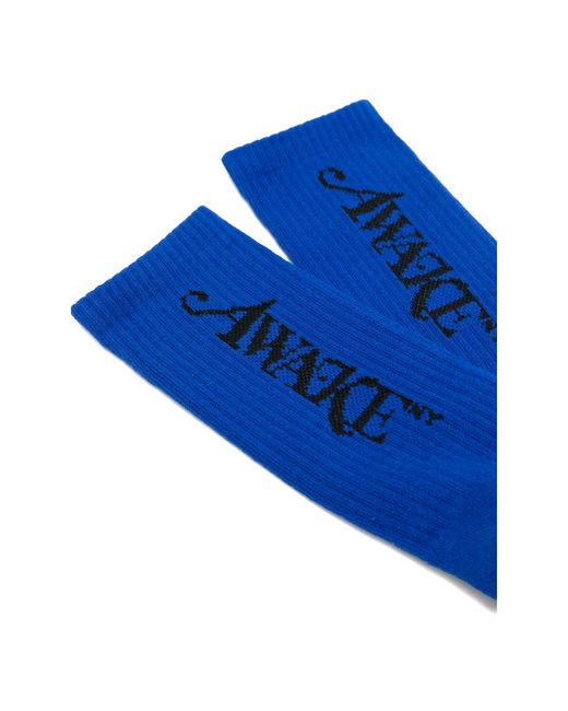 Awake Couture Blue Logo Socks for men