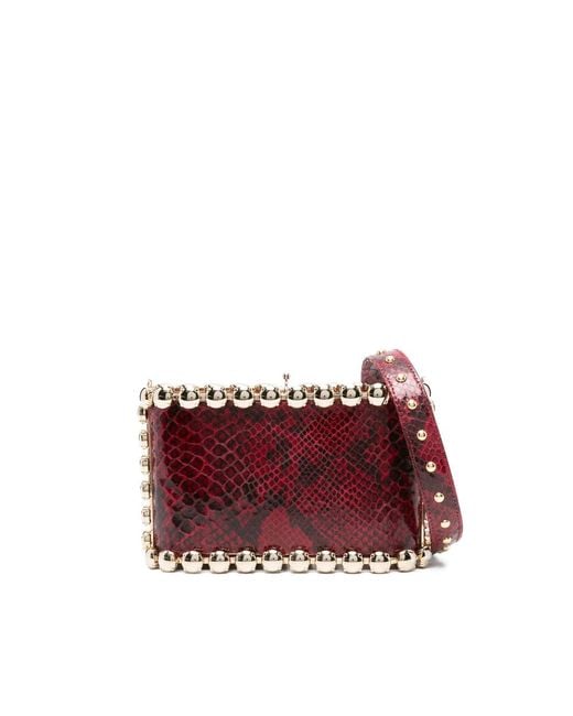 Rosantica Red Snakeskin Clutch Bag