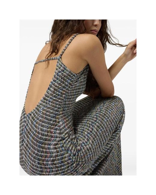 Missoni Gray Long Dress With Open Back And Sequins