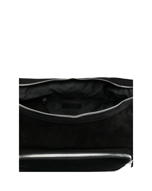 MARGE SHERWOOD Black Logo-Embossed Suede Crossbody Bag