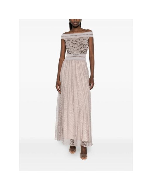 Antonino Valenti Pink Ruffled-Panel Maxi Dress