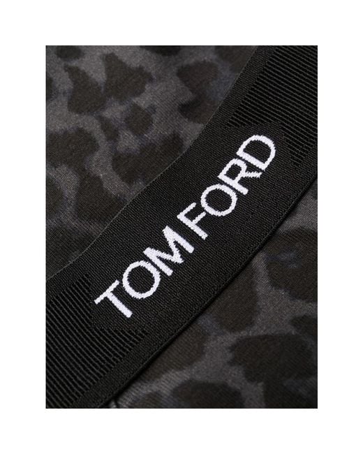 Tom Ford Black Leopard Print Stretch Underwear for men