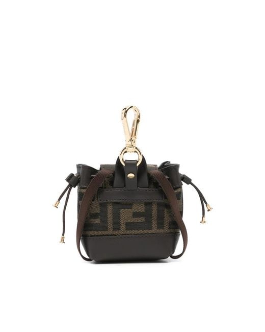 Fendi Black Nano Backpack Patterned Charm