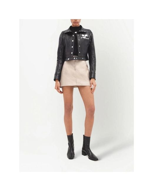 Courreges Black Biker Jacket Stretch-Cotton