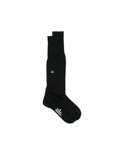 Vivienne Westwood Black Orb-Embroidery Socks