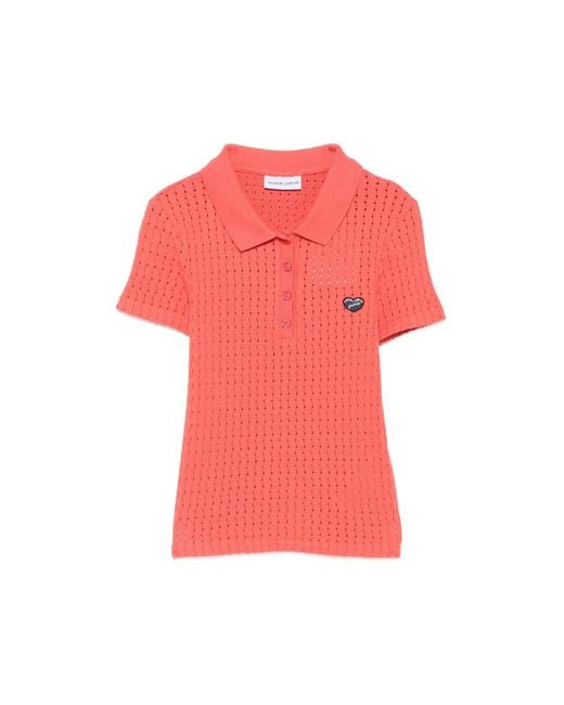 Maison Labiche Pink Heart-Appliqué Polo Shirt