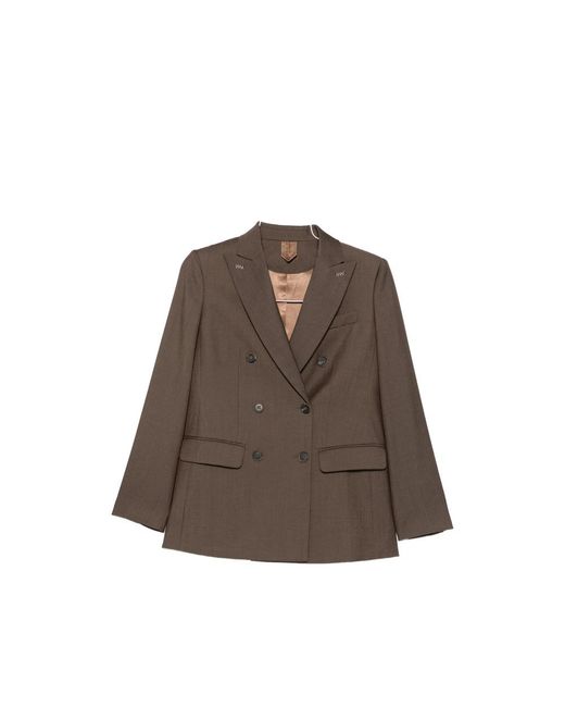 Max Mara Brown Double-Breasted Peak-Lapel Blazer