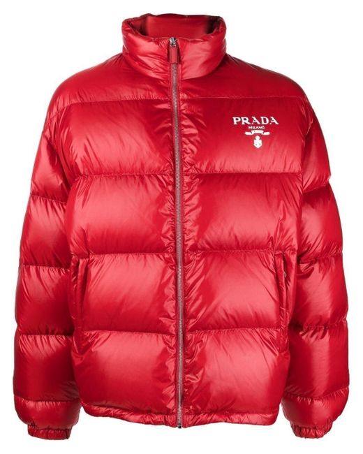 Prada Red Metallic Puffer Jacket for men