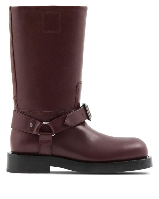Burberry Brown Saddle Buckled Leather Boots