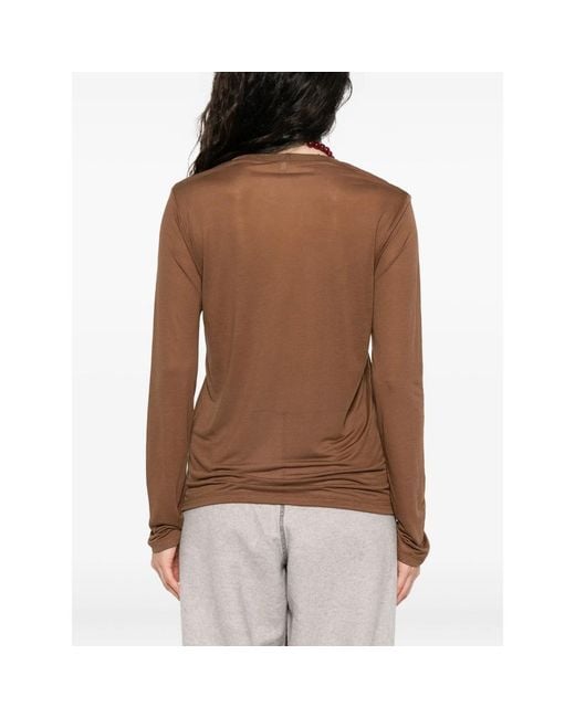 Baserange Brown Round-Neck Long-Sleeve Top