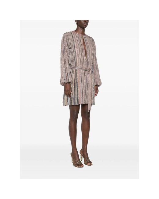 Missoni Brown Sequin-Embellished Striped Mini Dress