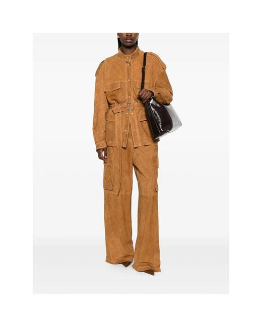 Cassell Brown Sahariana Belted Suede Jacket