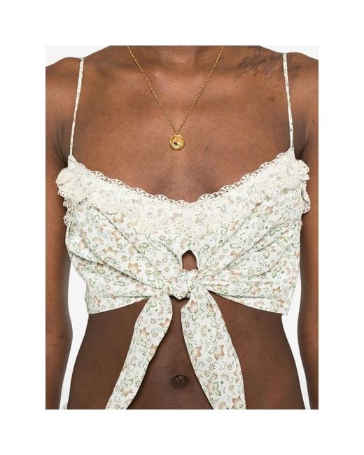 Ermanno Scervino White Sleeveless Silk Top With Floral Print
