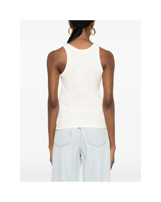 Maison Kitsuné White Tank Top Ribbed Organic Cotton
