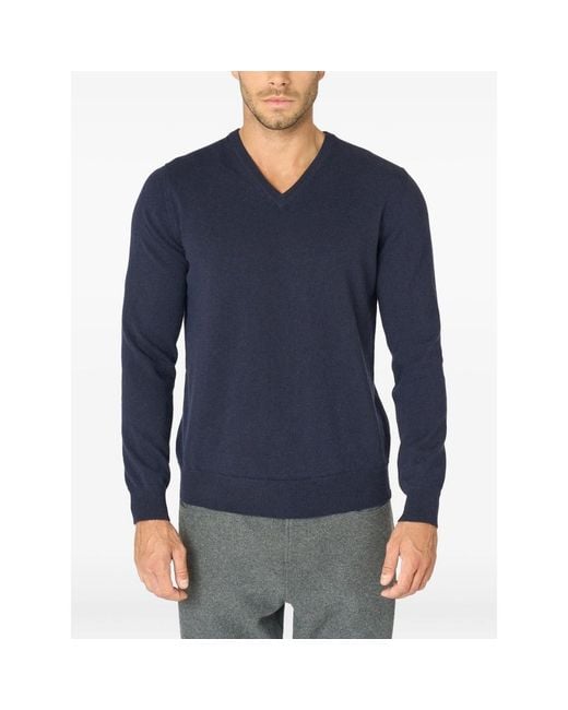 Malo Blue V-Neck Cashmere Sweater for men