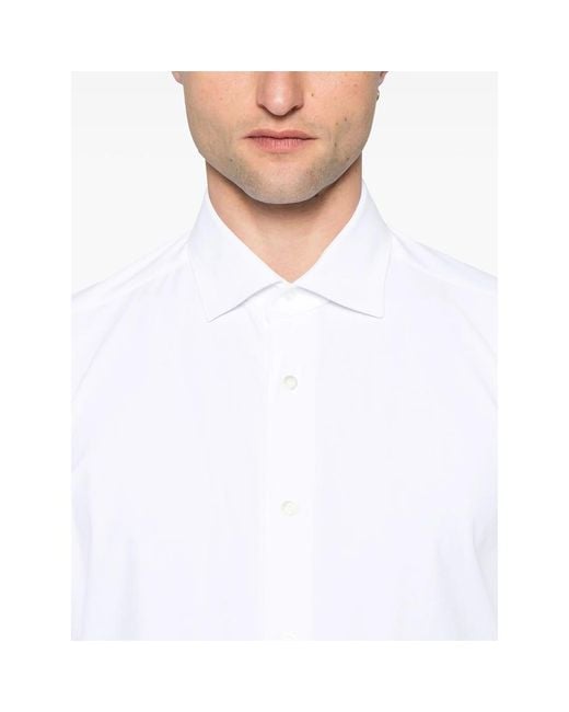 Mazzarelli White Piqué-Weave Shirt for men