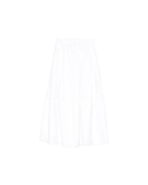 Co. White Elasticated-Waistband Midi Skirt