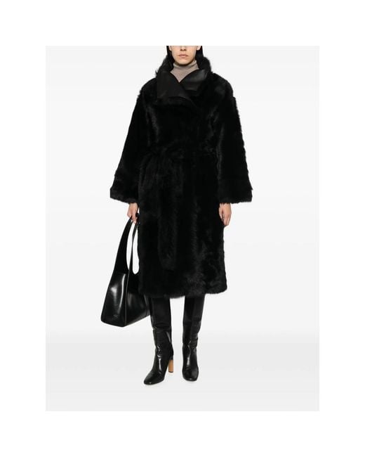 Yves Salomon Black Shearling-Trimmed Fur Jacket