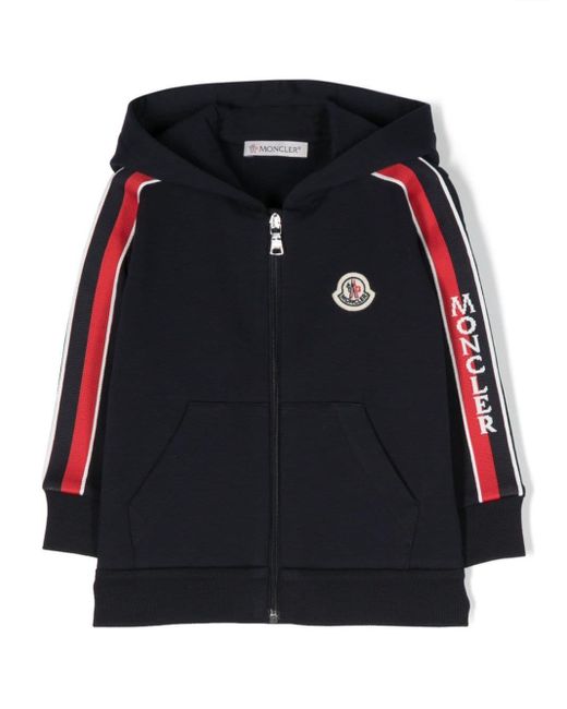 Moncler Black Logo-Patch Zipped Jersey Hoodie