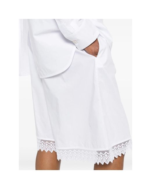 THE NINA STUDIO White Lace-Detail Drawstring Shorts