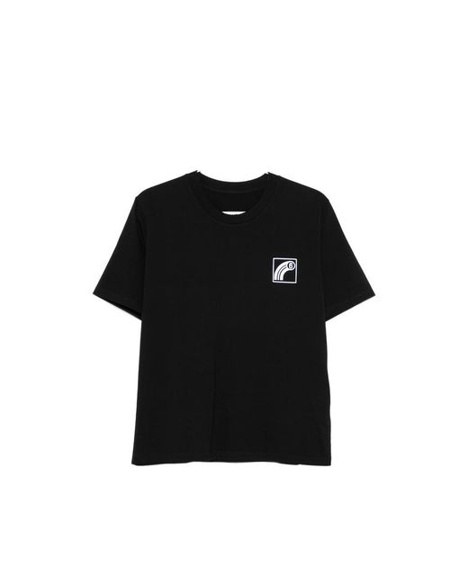 MM6 by Maison Margiela Black Logo-Print T-Shirt for men
