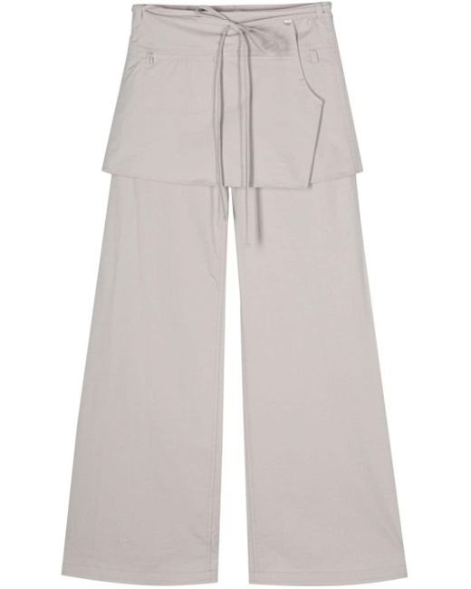 Low Classic White Layered Wide-Leg Trousers