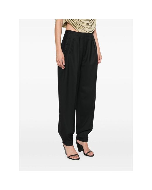 DARKPARK Black Taylor Button-Embellished Pleated Trousers