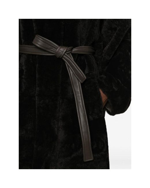 Blancha Black Belted Shearling Coat