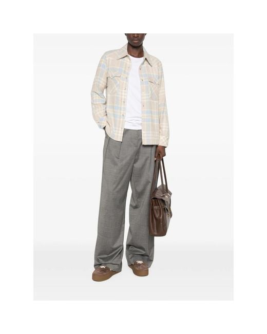 Kujten White Lumber Check-Pattern Button-Up Shirt