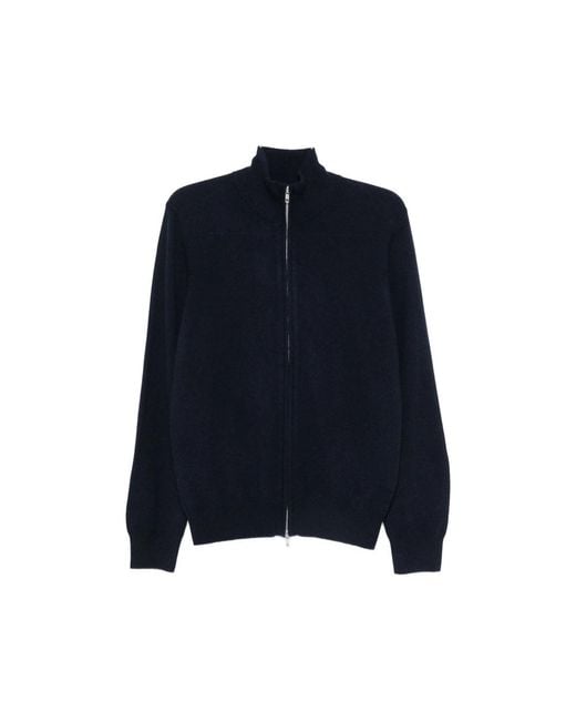 Soft Goat Blue Zip-Up High-Neck Cardigan for men