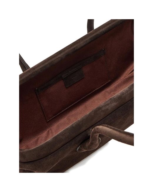 OSOI Black Suede Top-Handle Shoulder Bag