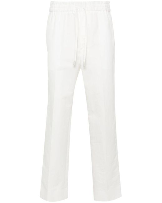 Brioni White Chambray Straight Trousers for men