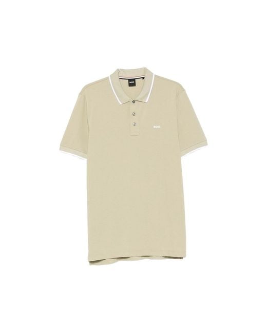 Boss Natural Parlay 190 Logo-Print Tipped Polo Shirt for men