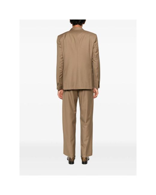 época Brown Double-Breasted Peak-Lapel Suit for men