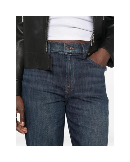7 For All Mankind Blue Stovepipe Belt-Loop Jeans