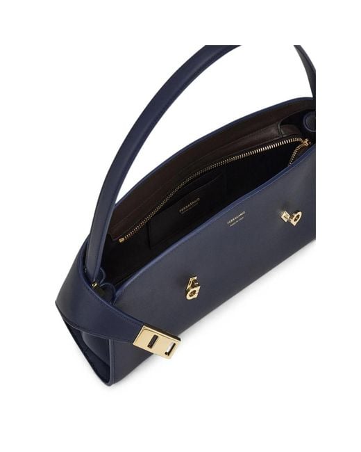 Ferragamo Blue Hug East-West Shoulder Bag
